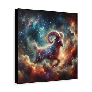 Celestial Aries Ram Canvas Art, Zodiac Decor, Astrological Wall Art, Gift for Astrology Lovers, Cosmic Home Decor, Unique Art Piece