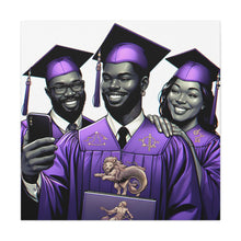 Load image into Gallery viewer, Graduation Celebration Canvas Print, Wall Art for Graduates, Purple Graduation Gift, College Commencement Decor, Customizable Canvas

