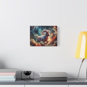Celestial Aries Ram Canvas Art, Zodiac Decor, Astrological Wall Art, Gift for Astrology Lovers, Cosmic Home Decor, Unique Art Piece