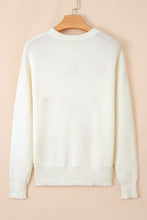 Load image into Gallery viewer, Beige Pumpkin Embroidered Ribbed Thanksgiving Halloween Holiday Sweater
