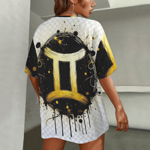 Load image into Gallery viewer, Gemini Round Neck Loose T-Shirt (Inky Splatter) 2
