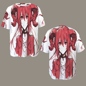Aries Round Neck Loose T-Shirt (Rough Sketch)