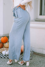 Load image into Gallery viewer, Sky Blue High Waist Pocketed Wide Leg Tencel Jeans
