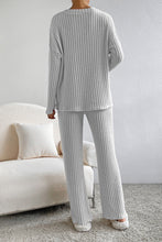 Load image into Gallery viewer, Khaki Ribbed Knit V Neck Slouchy Two-piece Outfit
