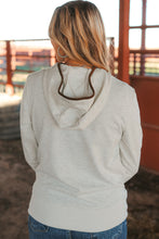 Load image into Gallery viewer, Beige Drawstring Kangaroo Pocket Henley Hoodie
