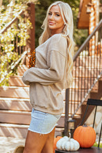 Load image into Gallery viewer, Khaki Halloween Leopard Pumpkin Graphic Corded Sweatshirt
