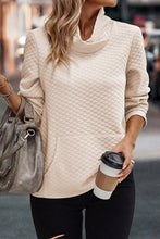 Load image into Gallery viewer, Apricot High Neck Kangaroo Pocket Quilted Sweatshirt
