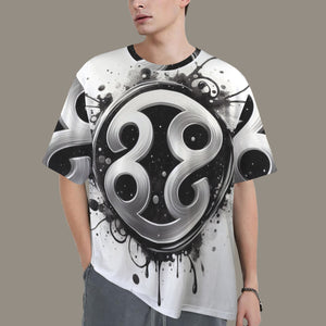 Cancer Round Neck Loose T-Shirt (Inky Splatter)