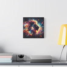 Load image into Gallery viewer, Cosmic Lion Art Canvas Print, Zodiac Wall Art, Leo Decor, Celestial Home Decor, Astrology Gift, Vibrant Galaxy Art
