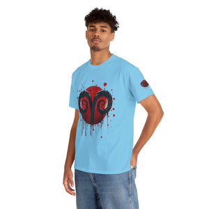 Aries Heart Tee, Unisex Heavy Cotton T-Shirt, Astrology Gift, Birthday Present, Graphic Tee, Casual Wear, Unique Design