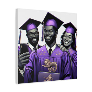Graduation Celebration Canvas Print, Wall Art for Graduates, Purple Graduation Gift, College Commencement Decor, Customizable Canvas