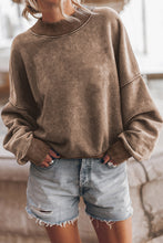Load image into Gallery viewer, Brown Drop Shoulder Crew Neck Pullover Sweatshirt
