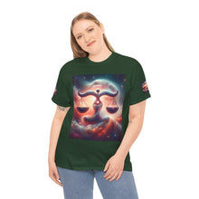 Load image into Gallery viewer, Cosmic Libra Justice Tee, Celestial Balance Shirt, Astrology Themed T-Shirt, Gift for Science Lovers, Unisex Heavy Cotton Tee
