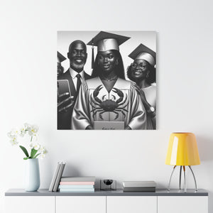 Graduation Family Canvas Art, Graduation Gift, Wall Decor, Education Celebration, Black History Month, Motivational Art