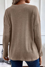 Load image into Gallery viewer, Jungle Green Rib Textured Henley Knit Top

