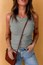 Load image into Gallery viewer, Solid Gray Round Neck Ribbed Tank Top
