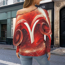 Load image into Gallery viewer, Designer (17) Aries Casual Long Batwing Sleeve Off Shoulder Sweater
