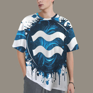 Aquarius Round Neck Loose T-Shirt (Inky Splatter) 3
