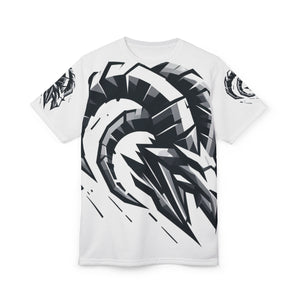 Bold Graphic Unisex Tee, AOP Black & White Ram Design T-Shirt, Perfect for Gamers, Sport Fans, Unique Gift for Holidays