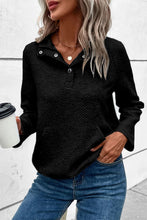 Load image into Gallery viewer, Laurel Green Textured Knit Buttoned Kangaroo Pocket Sweatshirt
