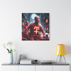 Retro Horror Art Canvas Print, Mummy Wall Art, Spooky Home Decor, Halloween Gift, Dark Aesthetic
