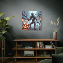 Load image into Gallery viewer, Halloween Canvas Art, Spooky Decor for Fall Celebrations, Mummy with Pumpkins, Cozy Wall Art, Haunted House Vibes
