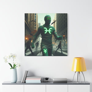 Glow-in-the-Dark Pisces Canvas Art, Zodiac Decor, Astrology Wall Art, Gift for Him/Her, Unique Home Decor, Mystic Vibe
