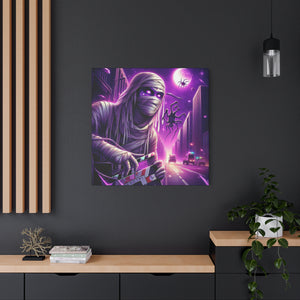 Purple Horror Mummy Canvas Art, Spooky Home Decor, Halloween Wall Art, Horror Movie Print, Gothic Wall Hanging