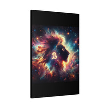Load image into Gallery viewer, Cosmic Lion Art Canvas Print, Zodiac Wall Art, Leo Decor, Celestial Home Decor, Astrology Gift, Vibrant Galaxy Art
