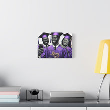 Load image into Gallery viewer, Graduation Celebration Canvas Print, Wall Art for Graduates, Purple Graduation Gift, College Commencement Decor, Customizable Canvas
