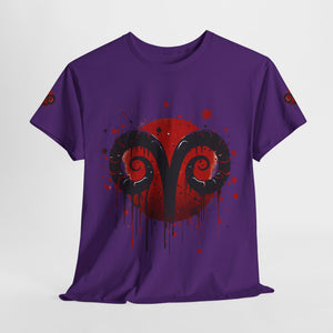 Aries Heart Tee, Unisex Heavy Cotton T-Shirt, Astrology Gift, Birthday Present, Graphic Tee, Casual Wear, Unique Design