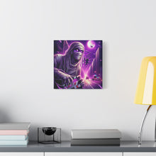 Load image into Gallery viewer, Purple Horror Mummy Canvas Art, Spooky Home Decor, Halloween Wall Art, Horror Movie Print, Gothic Wall Hanging

