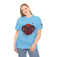 Load image into Gallery viewer, Aries Heart Tee, Unisex Heavy Cotton T-Shirt, Astrology Gift, Birthday Present, Graphic Tee, Casual Wear, Unique Design
