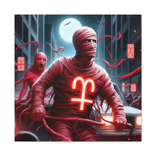 Load image into Gallery viewer, Retro Horror Art Canvas Print, Mummy Wall Art, Spooky Home Decor, Halloween Gift, Dark Aesthetic
