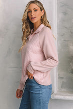 Load image into Gallery viewer, Pale Chestnut Textured Quarter Zip Raglan Sleeve Sweatshirt
