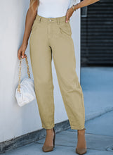 Load image into Gallery viewer, Khaki Solid High Waist Casual Pants
