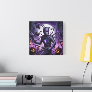 Ninja Halloween Wall Art, Frightening Home Decor, Glow-in-the-Dark Canvas