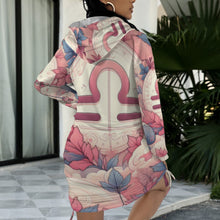 Load image into Gallery viewer, Design 52 Libra long sleeve hooded drawstring sweatshirt dress
