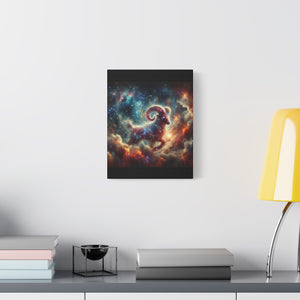 Celestial Aries Ram Canvas Art, Zodiac Decor, Astrological Wall Art, Gift for Astrology Lovers, Cosmic Home Decor, Unique Art Piece