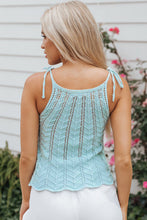 Load image into Gallery viewer, Beau Blue Tied Shoulder Pointelle Knit Tank Top
