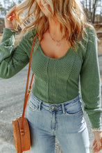 Load image into Gallery viewer, Rose U Neck Textured Long Sleeve Top
