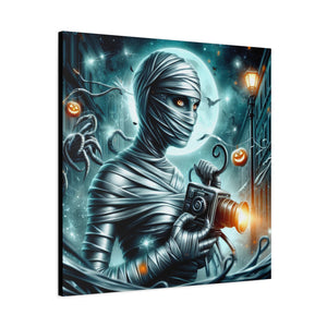 Spooky Mummy Canvas Art, Halloween Home Decor, Unique Wall Art, Horror Theme Decoration, Ghostly Photography Print