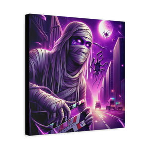 Purple Horror Mummy Canvas Art, Spooky Home Decor, Halloween Wall Art, Horror Movie Print, Gothic Wall Hanging