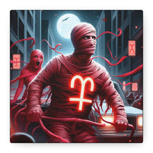 Load image into Gallery viewer, Retro Horror Art Canvas Print, Mummy Wall Art, Spooky Home Decor, Halloween Gift, Dark Aesthetic
