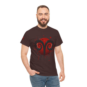 Aries Heart Tee, Unisex Heavy Cotton T-Shirt, Astrology Gift, Birthday Present, Graphic Tee, Casual Wear, Unique Design