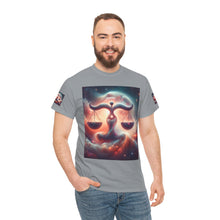 Load image into Gallery viewer, Cosmic Libra Justice Tee, Celestial Balance Shirt, Astrology Themed T-Shirt, Gift for Science Lovers, Unisex Heavy Cotton Tee

