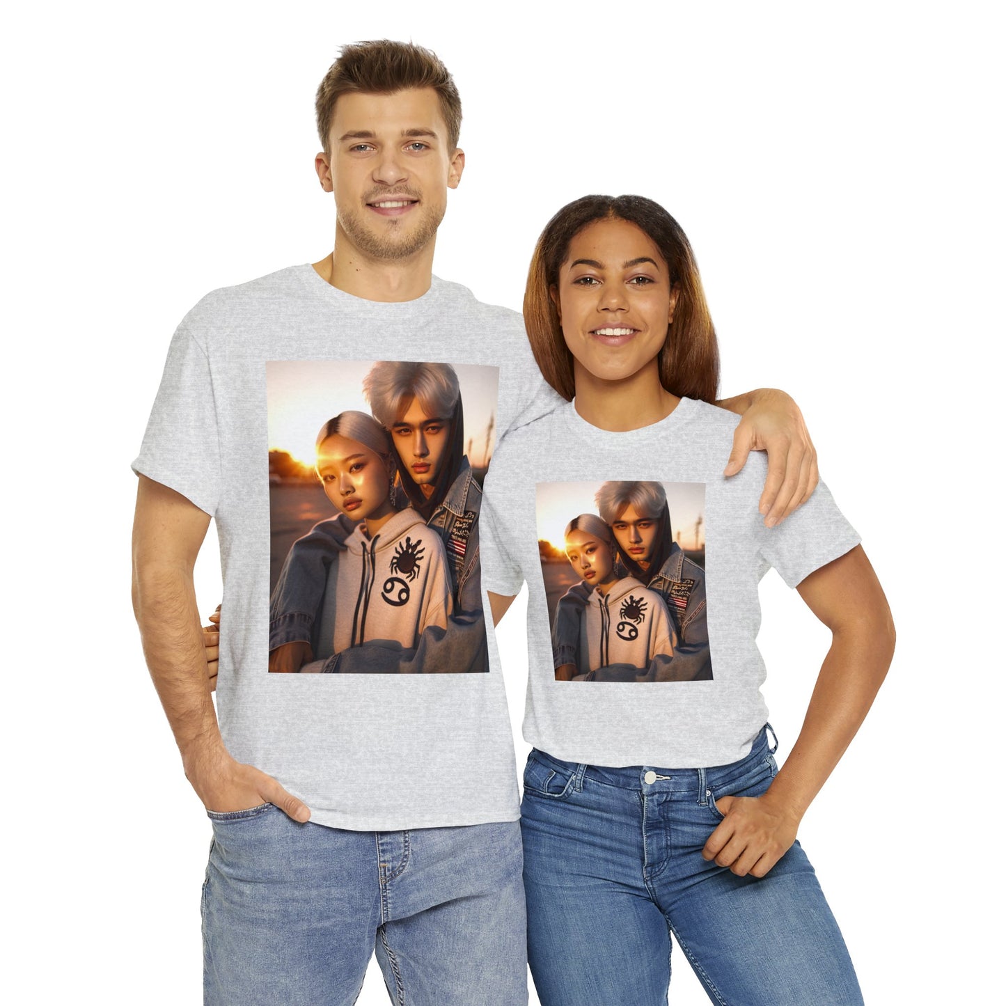 Unisex Cancer Couple (4) Heavy Cotton Tee