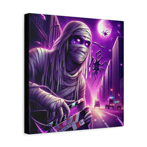 Purple Horror Mummy Canvas Art, Spooky Home Decor, Halloween Wall Art, Horror Movie Print, Gothic Wall Hanging