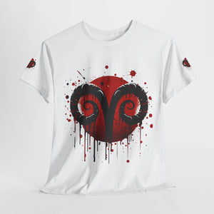 Aries Heart Tee, Unisex Heavy Cotton T-Shirt, Astrology Gift, Birthday Present, Graphic Tee, Casual Wear, Unique Design