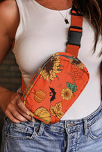 Load image into Gallery viewer, Orange Pumpkin Sunflower Halloween Graphic Crossbody Bag
